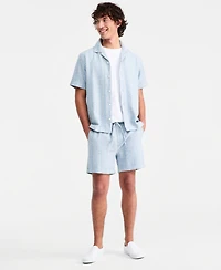 Sun + Stone Men's Aqua Geo Cotton Camp Shirt, Macy's Exclusive