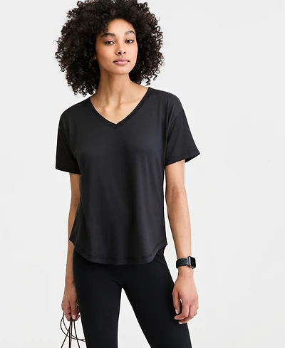 Id Ideology Women's V-Neck Short-Sleeve Performance Tee, Macy's Exclusive