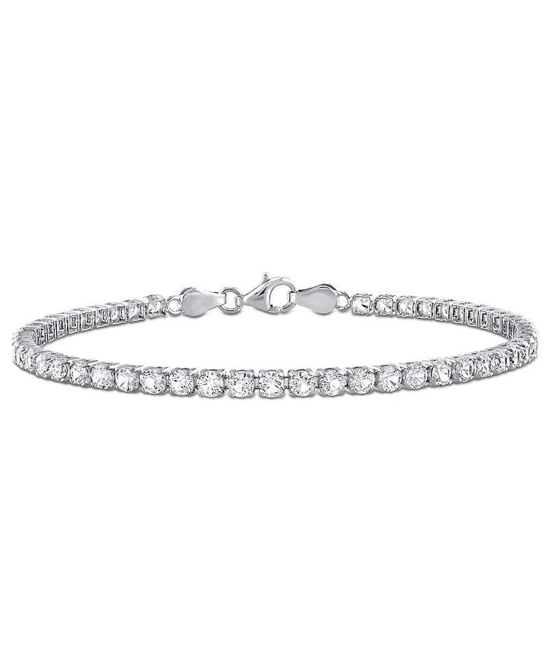 Macy's Created Pink Sapphire (6-1/8 ct. t.w.) Tennis Bracelet in 18k Rose Gold Flash Plated Sterling Silver (Also in White Sapphire)