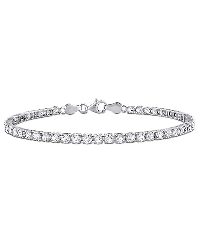 Macy's Created Pink Sapphire (6-1/8 ct. t.w.) Tennis Bracelet in 18k Rose Gold Flash Plated Sterling Silver (Also in White Sapphire)