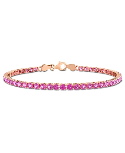 Macy's Created Pink Sapphire (6-1/8 ct. t.w.) Tennis Bracelet 18k Rose Gold Flash Plated Sterling Silver (Also White Sapphire)