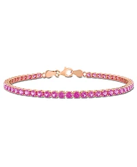 Macy's Created Pink Sapphire (6-1/8 ct. t.w.) Tennis Bracelet 18k Rose Gold Flash Plated Sterling Silver (Also White Sapphire)