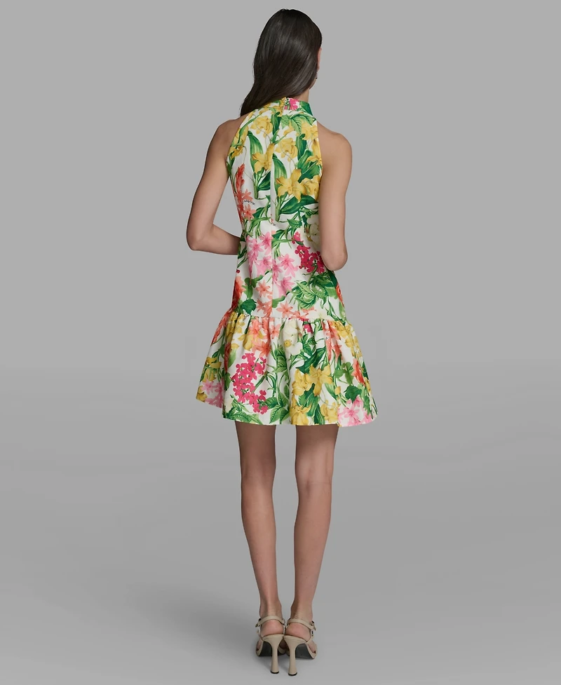 Karl Lagerfeld Paris Women's Floral Print Mock Neck Dress