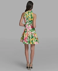 Karl Lagerfeld Paris Women's Floral Print Mock Neck Dress