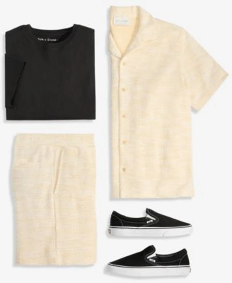 Sun Stone Mens Dock Knit Boucle Camp Shirt Short Sleeve T Shirt Matching Boucle Shorts Macys Exclusive