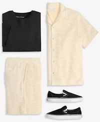 Sun Stone Mens Dock Knit Boucle Camp Shirt Short Sleeve T Shirt Matching Boucle Shorts Macys Exclusive