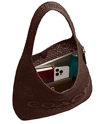 Coach Brooklyn Weave Straw Large Shoulder Bag