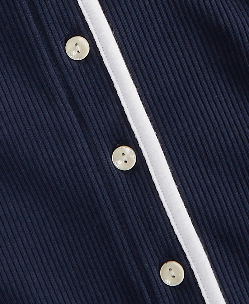 On 34th Women's Contrast-Trim Ribbed Cardigan, Macy's Exclusive