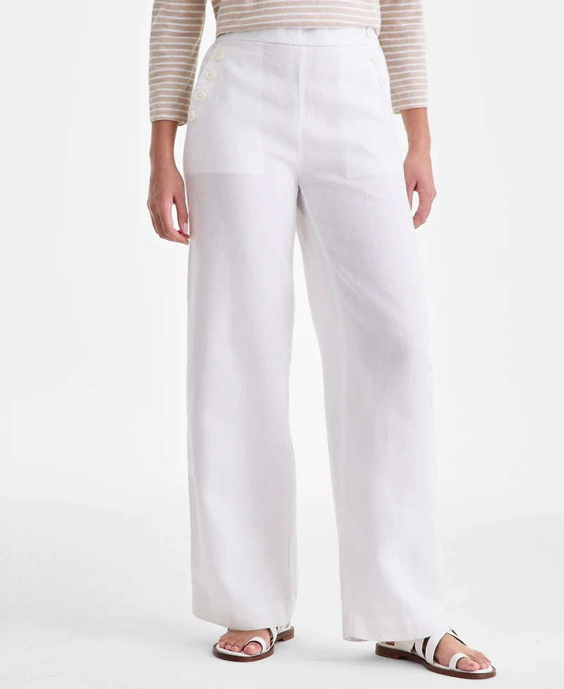 Charter Club Women's 100% Linen Wide-Leg Sailor Pants, Macy's Exclusive