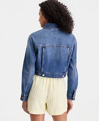 On 34th Women's Cropped Cotton Denim Trucker Jacket, Macy's Exclusive