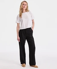 On 34th Women's High-Rise Polished Crepe Pleated Wide-Leg Trousers, Macy's Exclusive