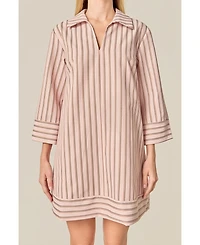 English Factory Women's Stripe Collared Mini Dress