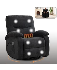 Clihome Massage Manual Lounge Chair with Rocker Arms and Rotating Fabric Cup Bucket for Living Room
