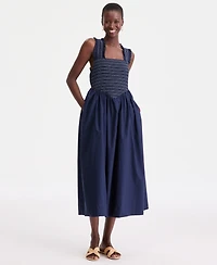 On 34th Women's Cotton Smocked Cross-Back Maxi Dress, Macy's Exclusive