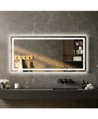 Homfan Led Bathroom Mirror With Lights Front Lit Backlit Vanity Mirror For Wall Dimmable Lighted Bathroom Vanity Mirror Anti Fog Memory Function