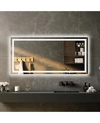 Homfan Led Bathroom Mirror With Lights Front Lit Backlit Vanity Mirror For Wall Dimmable Lighted Bathroom Vanity Mirror Anti Fog Memory Function