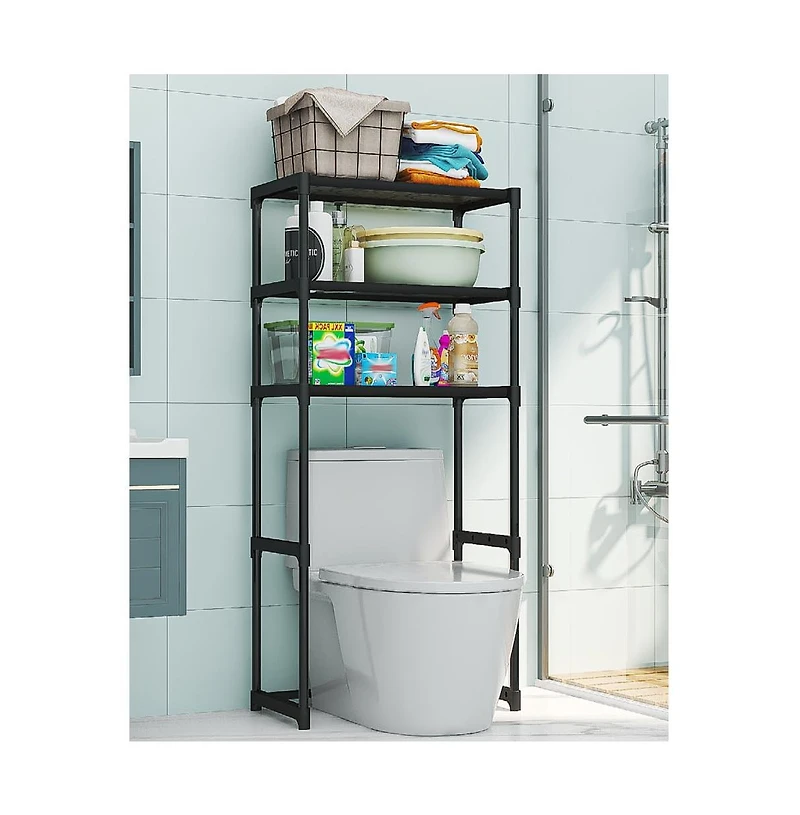 Homfan 3-Tier Over The Toilet Storage, Metal Over Toilet Bathroom Organizer Shelf, Freestanding Bathroom Shelves, Space Saver Bathrooms Shelves