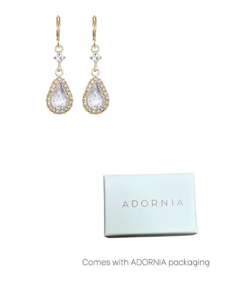 Adornia Gold Crystal Pear Halo Drop Earrings