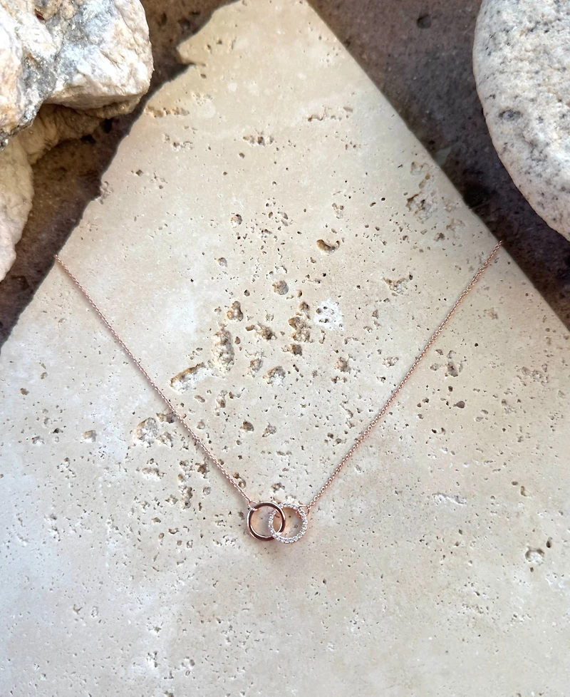 Adornia Rose Gold Cz Adjustable Pave Rings Necklace