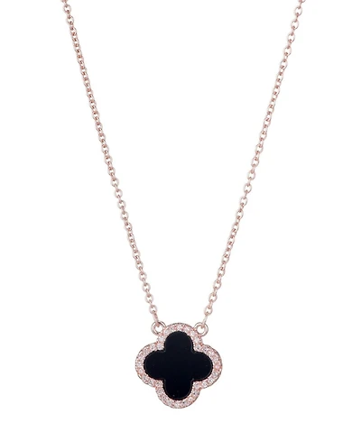 Adornia Rose Gold Cz Black Clover Necklace