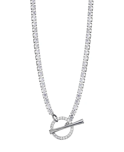Adornia Silver Crystal Toggle Tennis Necklace