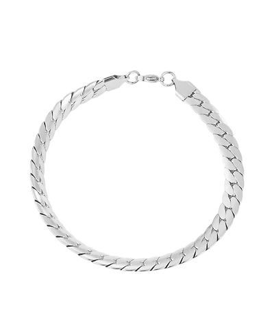 Adornia Tarnish Resistant Men's Silver Flat Curb Chain Bracelet