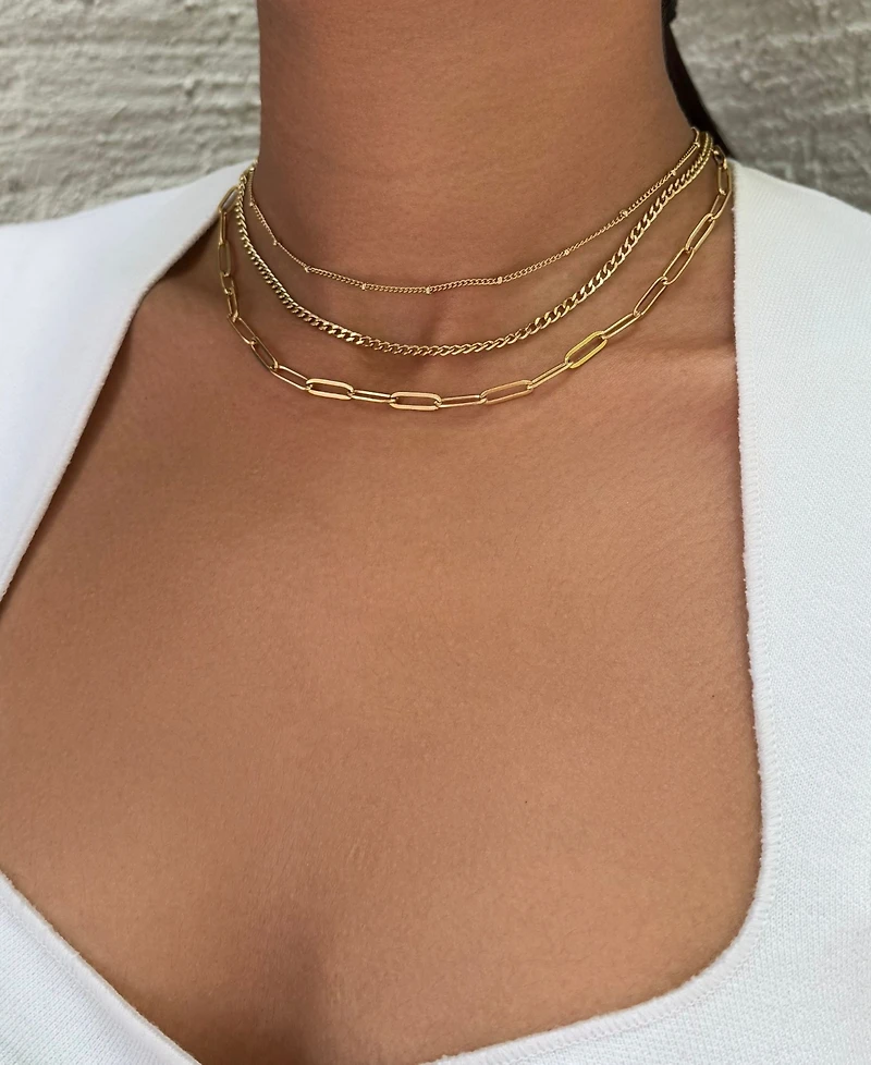 Adornia Tarnish Resistant Gold Set of 3-Chain Necklaces