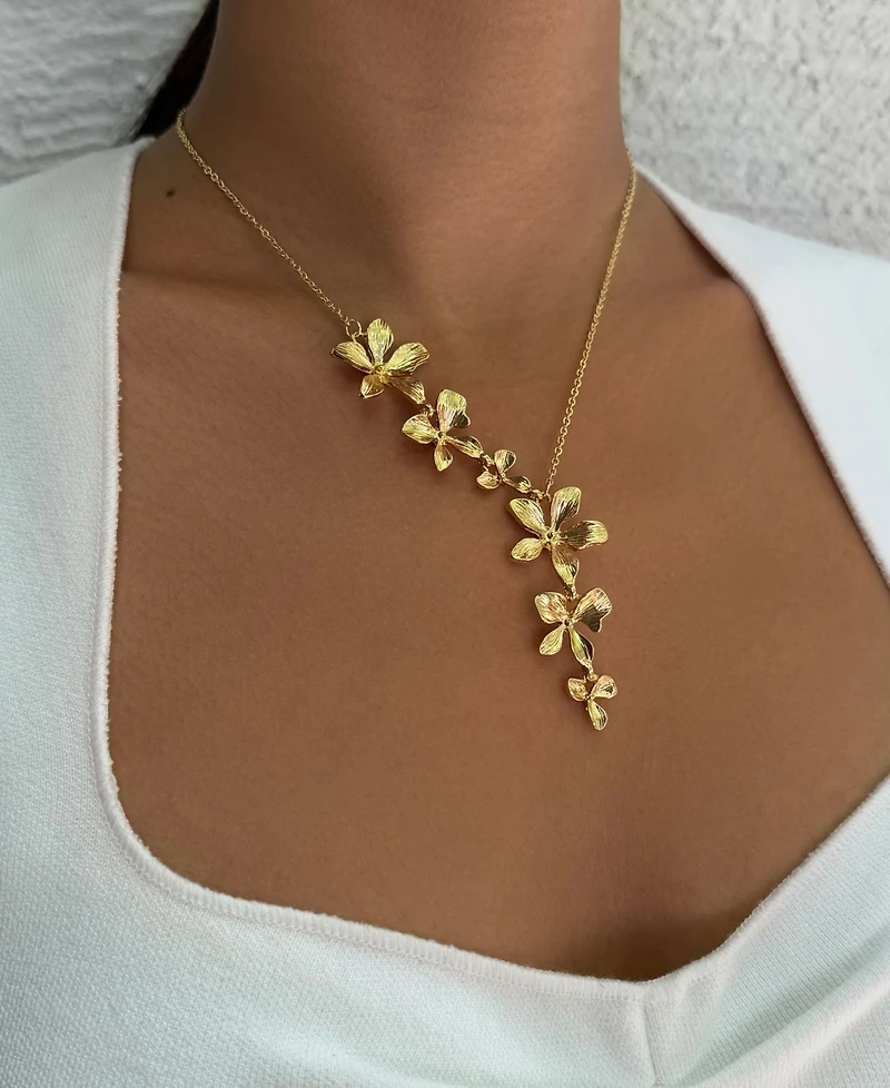 Adornia Gold Petals Drop Necklace
