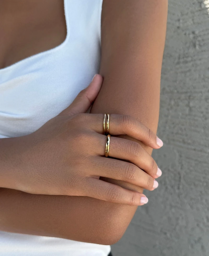 Adornia Tarnish Resistant Gold Stacking Band Ring Set