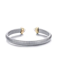 Adornia Silver Coil Clear Stones Cuff Bracelet