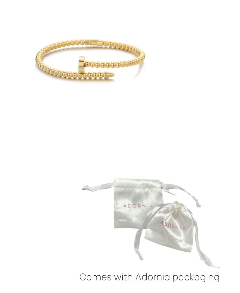 Adornia Tarnish Resistant Gold Beaded Nail Cuff Bracelet