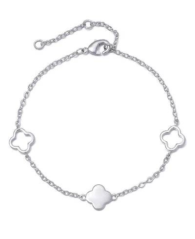 Adornia Silver Clover Station Bracelet