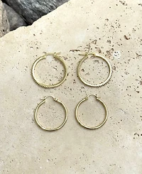 Adornia Gold Cz Infinity and Plain Hoop Earring Set