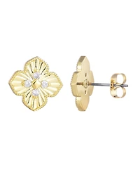 Adornia Gold Cz Pointed Prismatic Clover Stud Earrings