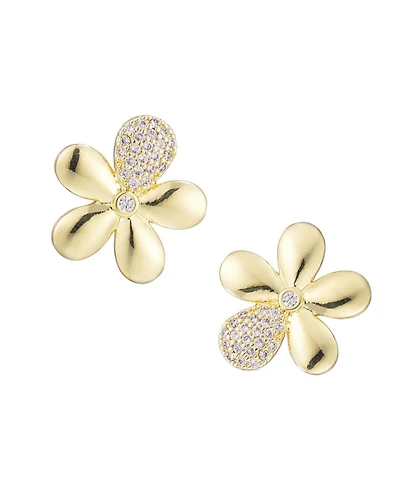 Adornia Gold Cz Flower Petal Stud Earrings