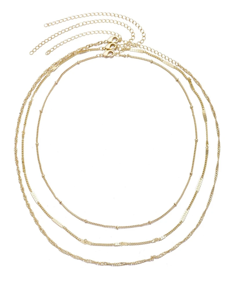Adornia Gold 3-Chain Necklace Set
