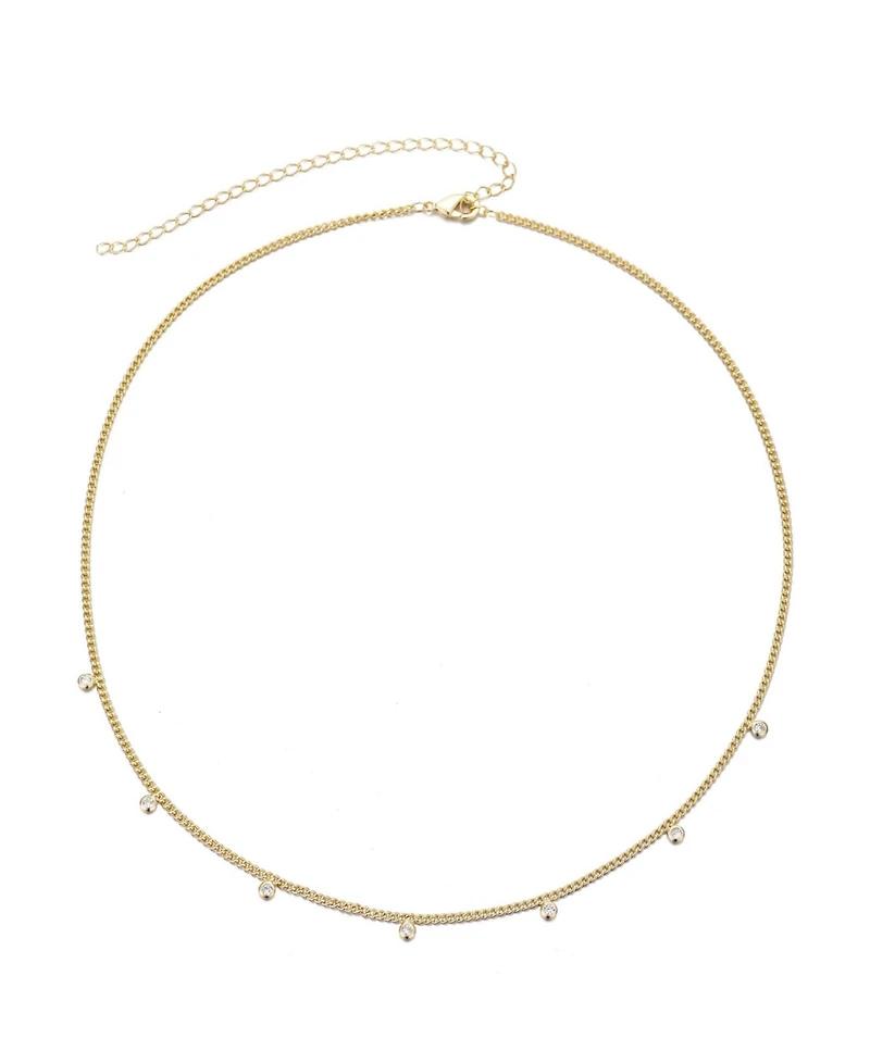 Adornia Gold Cz Droplet Curb Chain Necklace