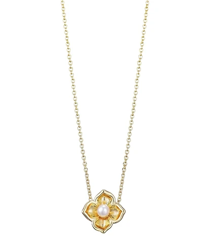 Adornia Gold Freshwater Pearl Flower Encased Necklace