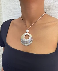 Adornia Adjustable Leather and Shell Necklace