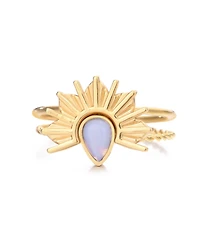 Adornia Tarnish Resistant Gold Opal Sunrise Ring Set