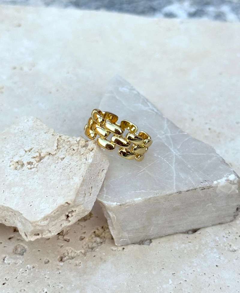 Adornia Gold Grid Pattern Band Ring