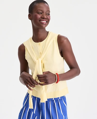 On 34th Women's Tie-Neck Sleeveless Sweater, Macy's Exclusive