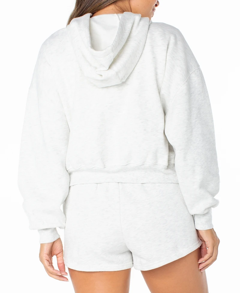 Celebrity Pink Women's Heart Embroidery Pull-On Hooded Sweatshirt