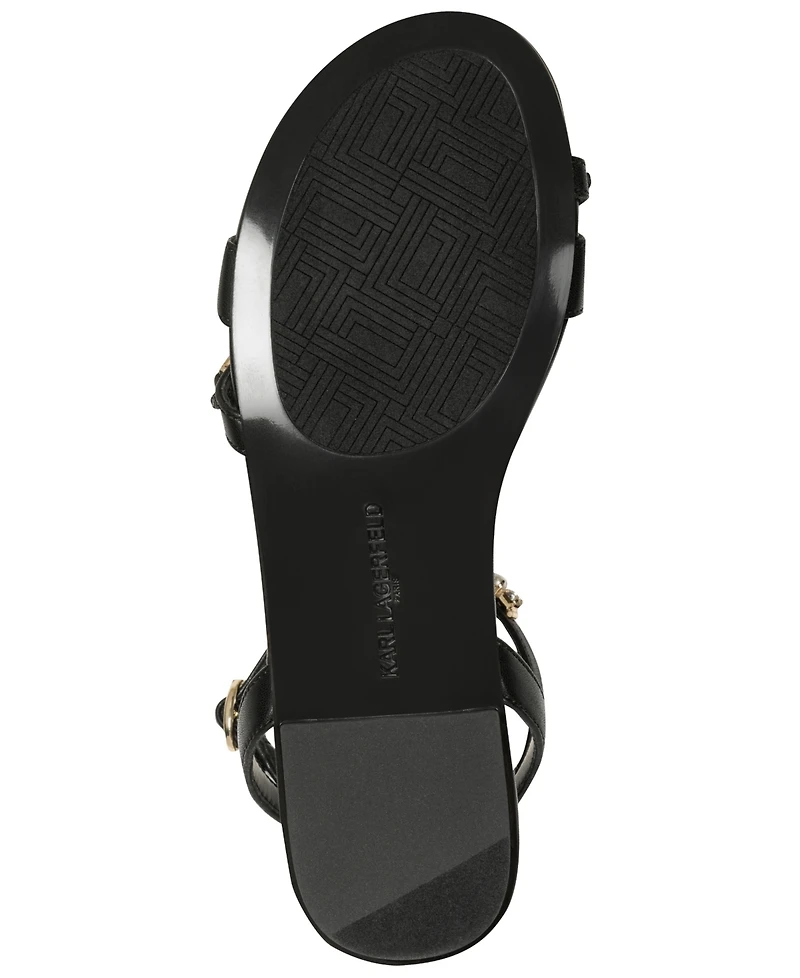 Karl Lagerfeld Paris Women's Christiano Ankle Strap Flat Sandals
