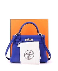 Pre-Owned HERMES Kelly 28 Handbag Blue Togo with Palladium Hardware