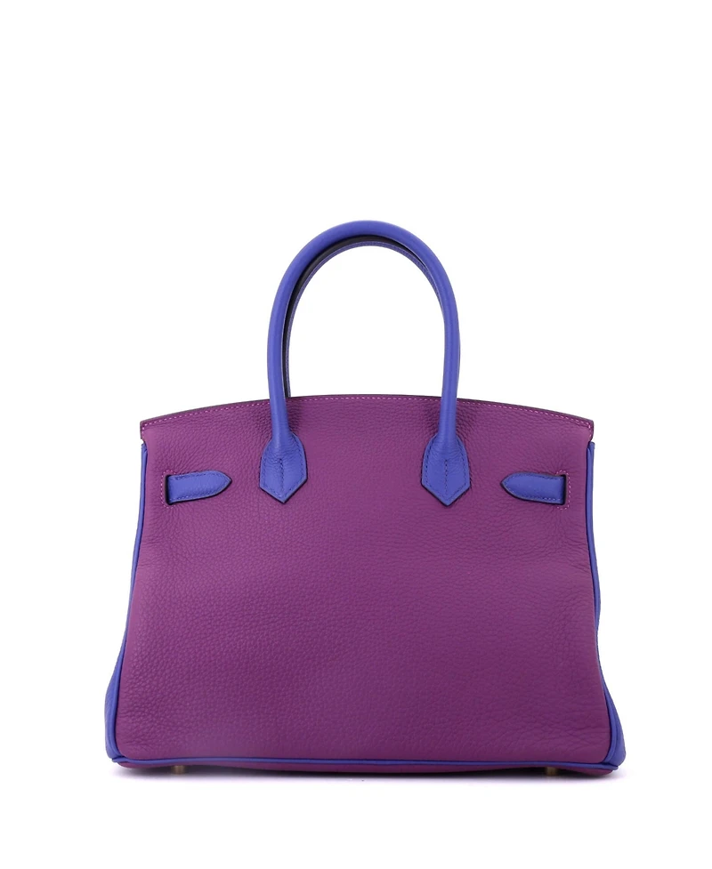 Pre-Owned HERMES Birkin 30 Handbag Bicolor Togo with Brushed Gold Hardware