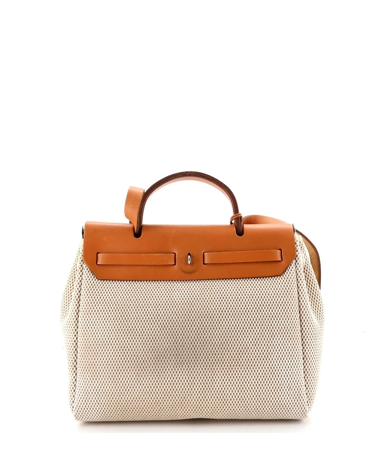 Pre-Owned HERMES 31 Herbag Zip Criss Viking Toile and Leather