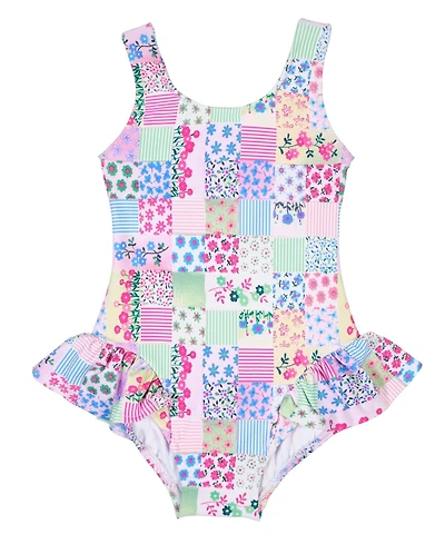 Florence Eiseman Toddler Girls Patchwork Floral Hip Ruffle Swimsuit