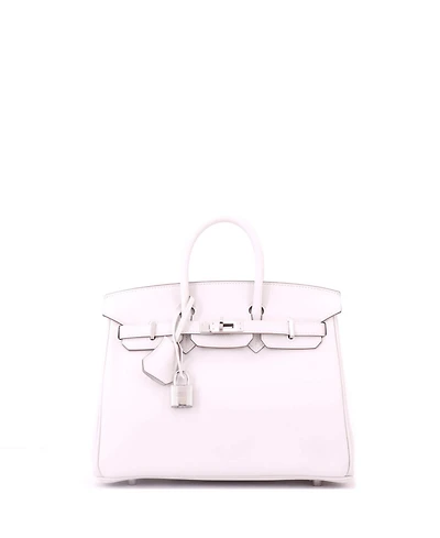 Pre-Owned HERMES Birkin 25 Handbag Grey Swift with Palladium Hardware