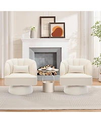 gaomon Swivel Barrel Chair - Velvet Upholstered Modern Armchair with Striped Backrest & Plush Padding, Round Lounge for Living Room, Bedroom